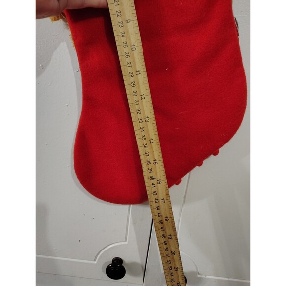 19" Red-Multi Nerdy Reindeer Christmas Stocking w/Eyeglasses, Knit Hat & Scarf - Picture 3 of 5